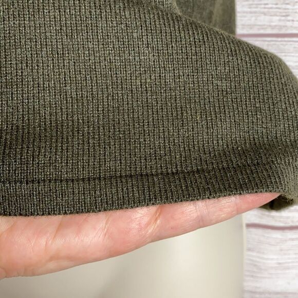 Silk Club Silk Cashmere Blend Floral Embroidered Olive Green Short Sleeve Top - Picture 6 of 7